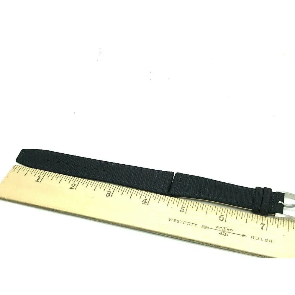Men's Watch Band Replacement Black Leather Canvas Strap 22mm Lug 7.5''